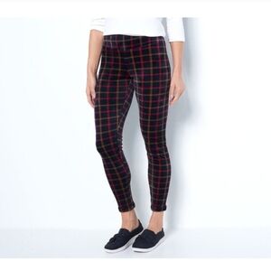 Cuddl Duds Women's Double Plush Velour Leggings Red Brown Black XL